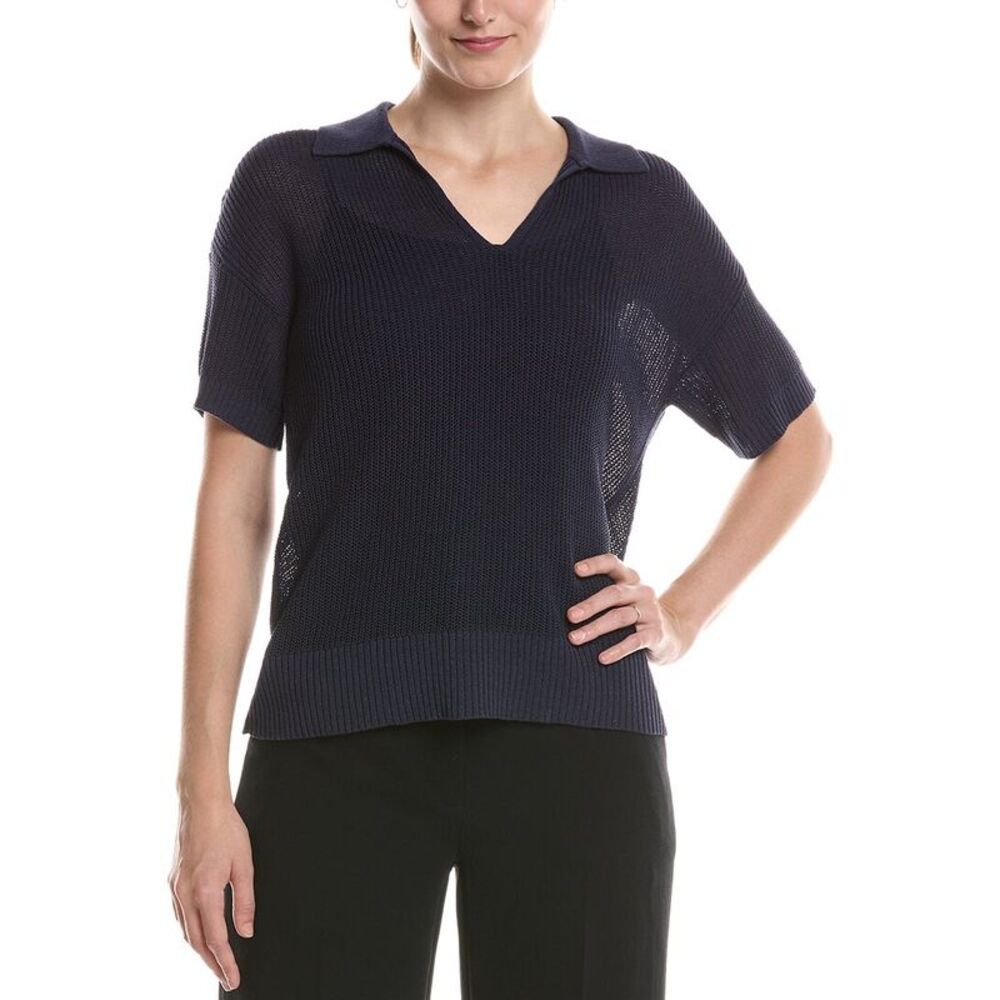 Eileen Fisher Womens  Short Sleeve Sweater, Navy